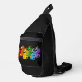 Rainbow colorful dragons cartoon  sling bag (Rechterhoek)