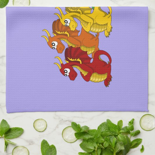 Rainbow colorful dragons cartoon  theedoek (Gevouwen)