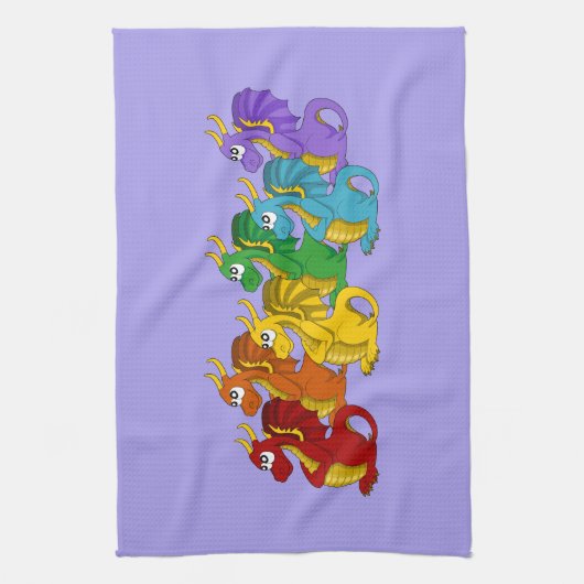 Rainbow colorful dragons cartoon  theedoek (Verticaal)