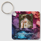 Rainbow Colorful Eyeshadow Cosmetologist Keychain (Voorkant)