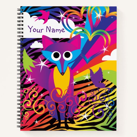 Rainbow Colorful Funky Fox Notitieboek (Voorkant)