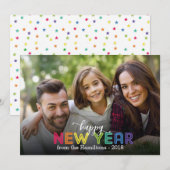 Rainbow Colorful Happy New Year Holiday Foto Feestdagenkaart (Voorkant / Achterkant)