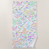 Rainbow Colorful Leaves Feather Waterverf Pattern Strandlaken (Voorkant)