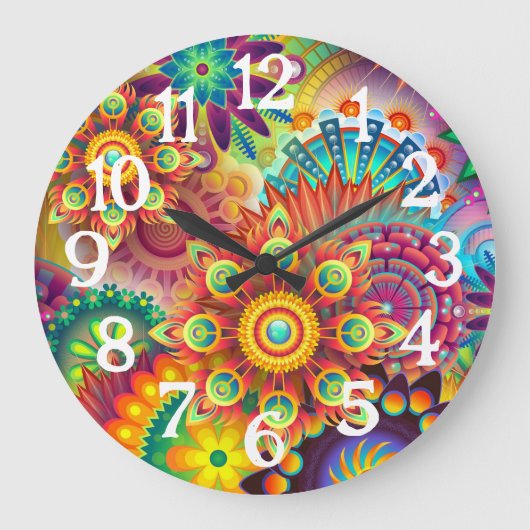 Rainbow Colorful Mandalas Clock Grote Klok (Voorkant)
