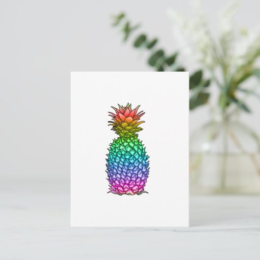 Rainbow Colorful Pineappel Briefkaart (Staand voorkant)