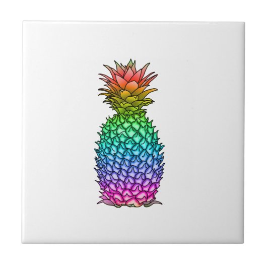 Rainbow Colorful Pineappel Tegeltje (Voorkant)