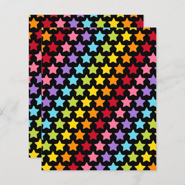 Rainbow Colorful Stars Scrapbook Papers (Voorkant / Achterkant)