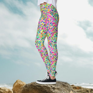 Rainbow Colorful Stippen Waterverf Pattern Leggings