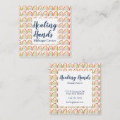 Rainbow Colorful Waterverf Massage Therapy Heal Vierkante Visitekaartje (Voorkant / Achterkant)