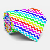 Rainbow Colorful White Chevron Stropdas (Opgerold)
