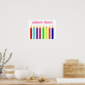 Rainbow Coloring Pencils Kinder Name Afbeelding Poster (Keuken)