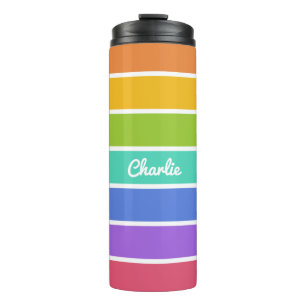 Rainbow Colors, aangepaste naam tumbler Thermosbeker