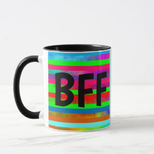 RAINBOW COLORS BEST FRIEND BFF COFFEE MUGS MOK