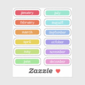 Rainbow Colors Charming Name of the Months Labels (Vel)