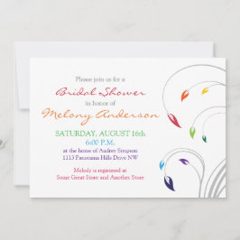 Rainbow Colors Floral Bridal Shower Kaart