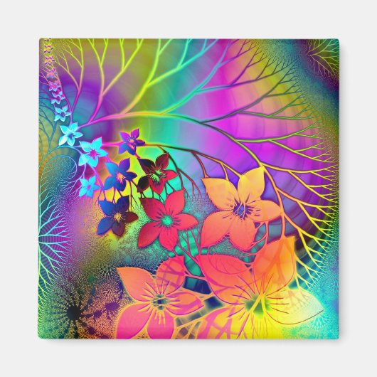 Rainbow Colors Floral Pattern Magneet (Voorkant)
