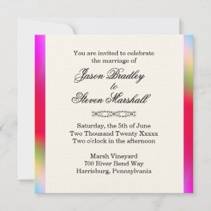 Rainbow Colors Gay Wedding Invitation Kaart
