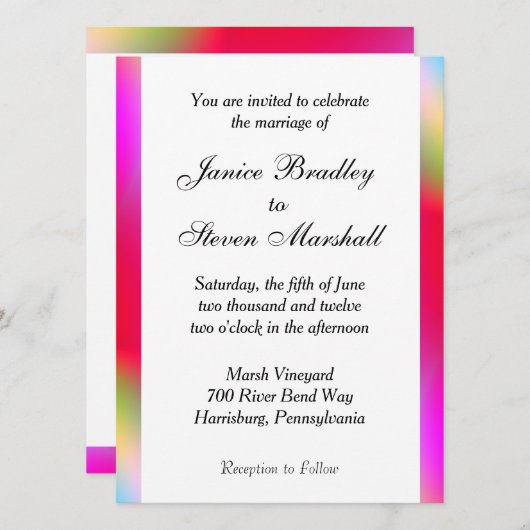 Rainbow Colors Gay Wedding Invitation Kaart (Voorkant / Achterkant)