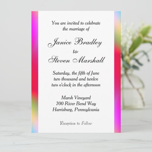 Rainbow Colors Gay Wedding Invitation Kaart (Staand voorkant)