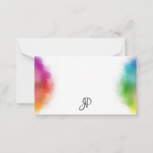 Rainbow Colors Hand Script Monogram Sjabloon (Achterkant)