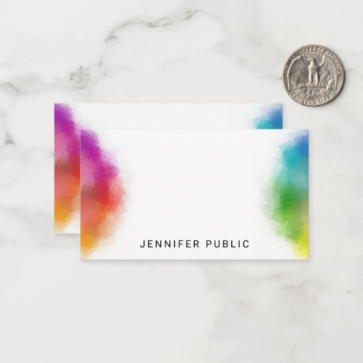 Rainbow Colors Hand Script Monogram Sjabloon (Voorkant / Achterkant in situ)