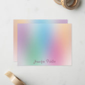 Rainbow Colors Handschrift Elegant Monogrammed Notitiekaartje (Voorkant / Achterkant in situ)