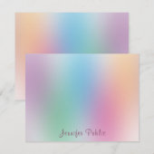 Rainbow Colors Handschrift Elegant Monogrammed Notitiekaartje (Voorkant / Achterkant)