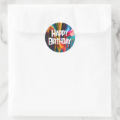 Rainbow Colors Happy Birthday Ronde Sticker (Tas)
