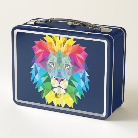 Rainbow Colors Lion Head op Blue (Achterkant)