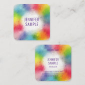 Rainbow Colors Modern Elegant Sjabloon Trendy Vierkante Visitekaartje (Voorkant / Achterkant)