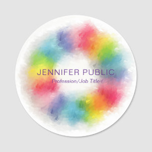 Rainbow Colors Modern Elegant Trendy Sjabloon Naamplaatje