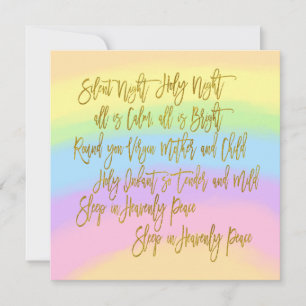 Rainbow Colors Silent Night Tekst Kerstmis Feestdagenkaart