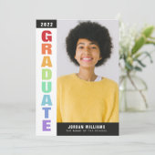 Rainbow Colors Typografie Foto Afstuderen Kaart (Staand voorkant)