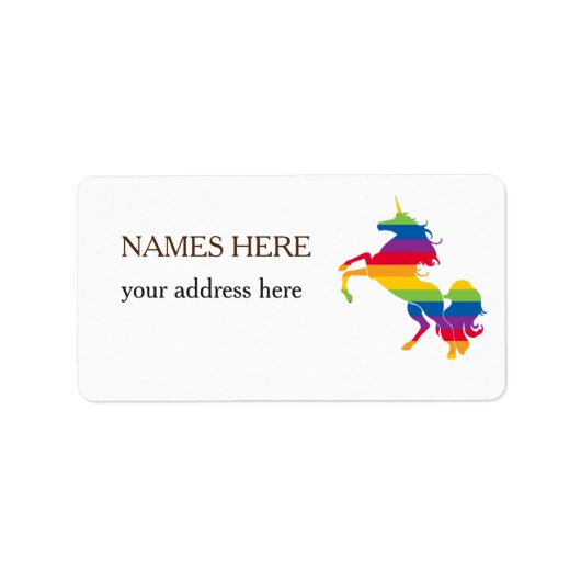Rainbow Colors Unicorn Shipping Labels (Voorkant)