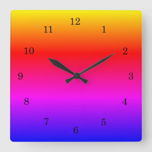 Rainbow Colors Wall Clock Vierkante Klok