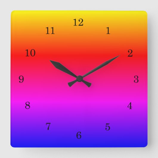 Rainbow Colors Wall Clock Vierkante Klok (Voorkant)
