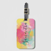 Rainbow Colors Waterverf Script Bagagelabel (Voorkant (verticaal))