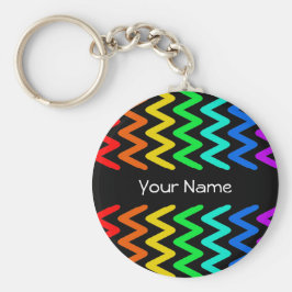 Rainbow Colors ZigZag Pattern - Name Sleutelhanger