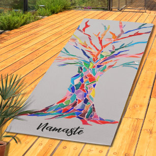 Rainbow Colour Tree Namaste Yogamat