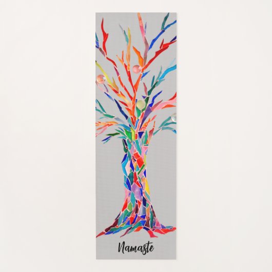 Rainbow Colour Tree Namaste Yogamat (Voorkant)