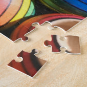 Rainbow Colour Wood Spinning Top Toys Fun Games Legpuzzel (Zijkant)