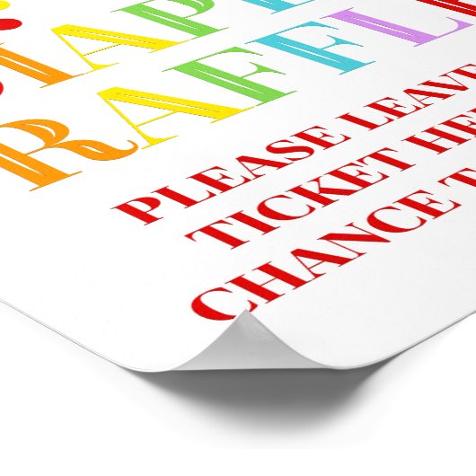 Rainbow Confetti Baby shower Diaper Raffle Sign Poster (Hoek)