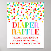 Rainbow Confetti Baby shower Diaper Raffle Sign Poster (Voorkant)