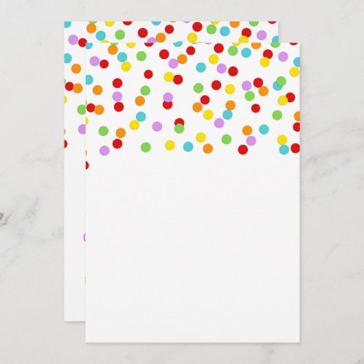 Rainbow Confetti Baby Sprinkle Kaart (Voorkant / Achterkant)
