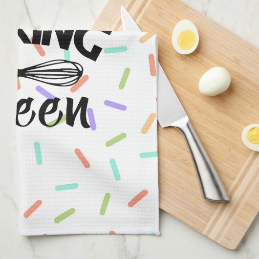 Rainbow confetti bakken koningin grappige slogan theedoek (Quarter Fold)