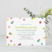 Rainbow Confetti Birthday Invite Kaart (Staand voorkant)