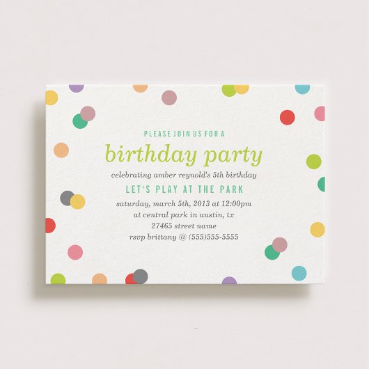 Rainbow Confetti Birthday Invite Kaart
