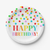 Rainbow Confetti Birthday Party Bord (Voorkant)