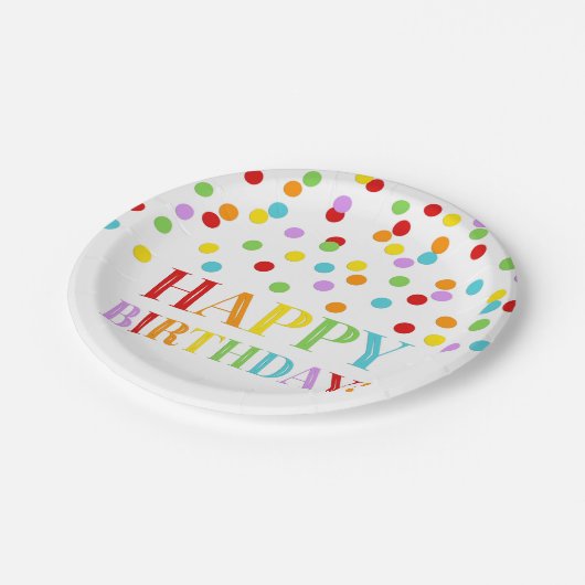 Rainbow Confetti Birthday Party Bord (Gekanteld)