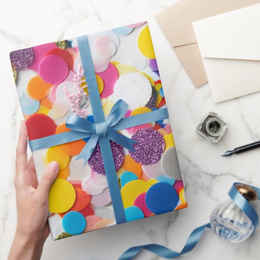 Rainbow Confetti Birthday Wrapping Paper Cadeaupapier (Geschenken)
